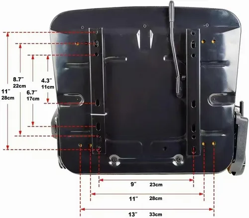 Vista 6 de Asiento universal ajustable para carretilla elevadora con cinturón de seguridad y reposabrazos, respaldo ajustable y riel deslizante Asiento