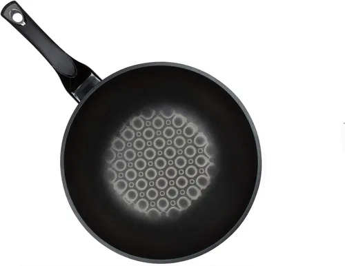 Vista 3 de Sartén wok antiadherente de mármol 3D con revestimiento antiarañazos (fabricado en Corea). (11.8 in)