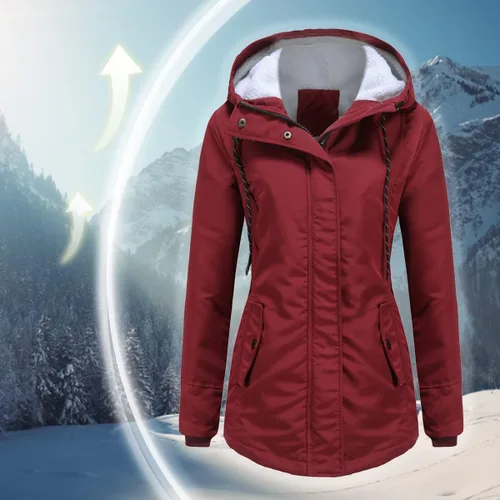 Vista 6 de MODFUL Abrigo de invierno cálido para mujer, con forro polar, parka de talla grande con capucha