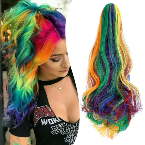 Vista 12 de Extensión de cola de caballo con clip de garra, de 18 pulgadas, extensiones de cabello ondulado largo para mujer, extensiones de cola de caballo