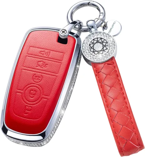 Vista 7 de Funda para Llave Ford con Llavero, Protector de Estuche de Llave de Cuero con Cristal Compatible con Ford Fusion F150 F250 F350 F450 F550 Edge