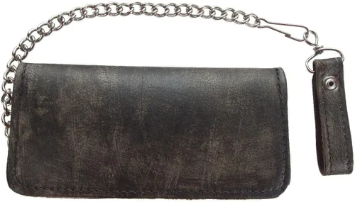 Vista 3 de Dream Apparel Cartera de piel envejecida real con cadena plegable, Regular, Billetera plegable