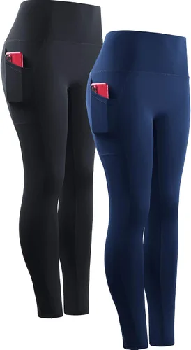 Vista 16 de Neleus calzas de yoga para mujer con bolsillo y cintura alta, para correr, con control de barriga