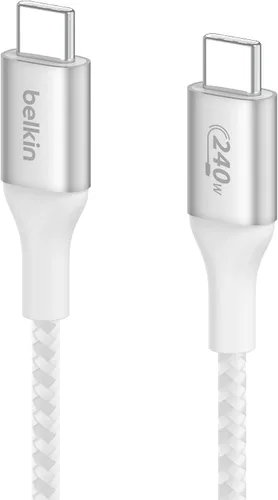 Vista 11 de Belkin BoostCharge - Cable USB C a USB C, cable de alimentación de carga rápida con cable de nailon trenzado, cabezal de aluminio anodizado, entrega