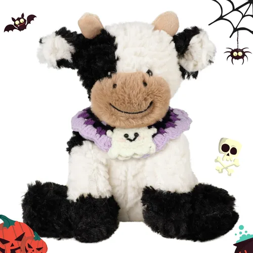 Vista 12 de Hopearl Adorable Vaca de Peluche, Juguetes de Vaca Flexible Suave, Animales de Peluche, Regalos de Cumpleaños Lindos para Niños, Niñas, Niños