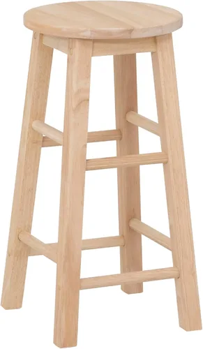 Vista 13 de Linon Zeke - Taburete de bar redondo sin respaldo de madera maciza negra con altura de asiento de 29 pulgadas