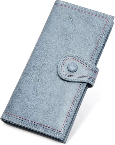 Vista 9 de cakang Billetera para mujer, compacta y delgada, plegable, con bloqueo RFID, de cuero, tarjetero con cremallera, 1-negro, Cartera delgada para mujer