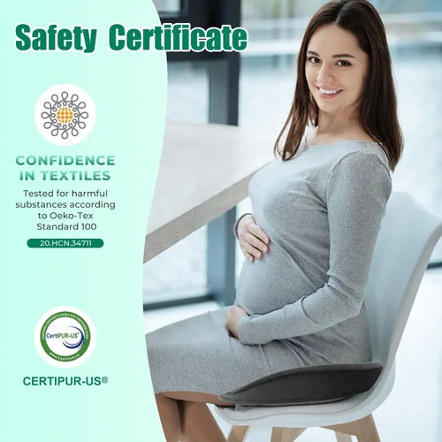 Vista 9 de SAHEYER Almohada de dona para el dolor de coxis, almohada de espuma viscoelástica para hemorroides para nervio ciático, cojín de asiento de ciática