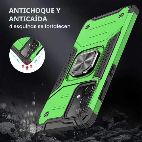Vista 2 de HNHYGETE Funda para Samsung A52, Galaxy A52 5G, con protector de pantalla HD, a prueba de golpes, resistente a los golpes, con anillo de rotación