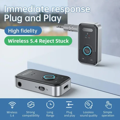 Vista 2 de FMIIFMS Receptor transmisor Bluetooth 5.4 de alta calidad, transmisor inalámbrico 2 en 1 para TV/auriculares, gimnasio, receptor Bluetooth