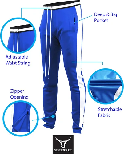 Vista 5 de Screenshot - Pantalones deportivos con cinta lateral estilo Hip Hop, ajuste ceñido, para hombre