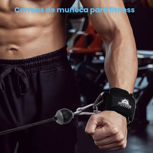 Vista 6 de Puños ajustables para muñeca de neopreno con correas acolchadas para equipos de entrenamiento de fuerza con máquinas de cable