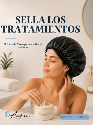 Vista 9 de Auban Gorro de ducha para mujer, ajustable, reutilizable, extragrande, gorro de baño impermeable de doble capa, exterior impermeable, forro de EVA