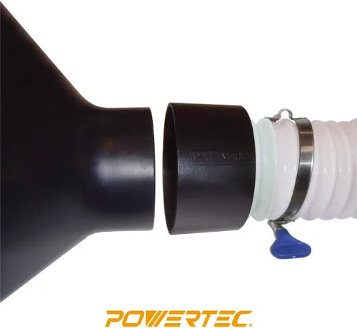 Vista 2 de POWERTEC 70171 Adaptador de acoplador rápido de recolección de polvo roscado, 4 x 2-1/2", negro