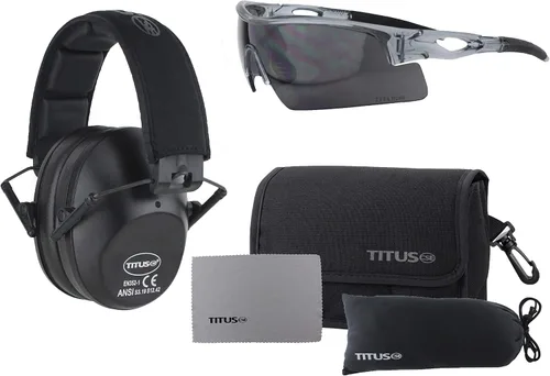 Vista 14 de TITUS Paquete combinado de orejeras y gafas de seguridad de línea delgada