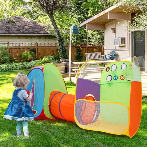 Vista 7 de Alvantor Tienda de campaña para niños y túnel 3 en 1 con túnel para niños pequeños, piscina de pelotas para interiores y exteriores, tienda