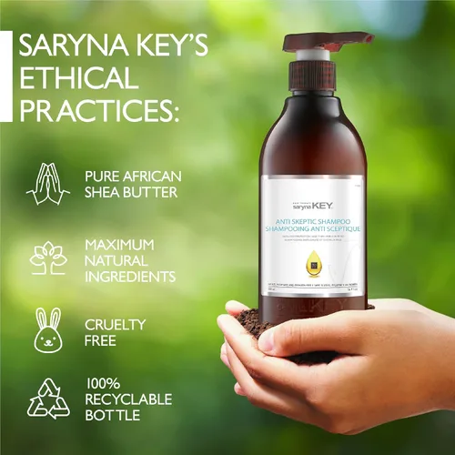 Vista 4 de Saryna Key Champú anti-escéptico - Tratamiento fortalecedor para la fuerza del cabello fino y fino - Champú natural con aceite de karité y aceite