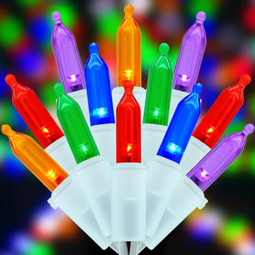 Vista 17 de Juego de luces de cadena navideñas azules de 200 unidades LED, 66 pies de cable verde, juego de luces festivas UL certificadas de grado comercial