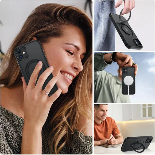 Vista 3 de Telaso Magnético para Funda de iPhone 12 Mini, Compatible con Magsafe con Soporte de Anillo Magnético, Funda Protectora de Grado Militar con Parte