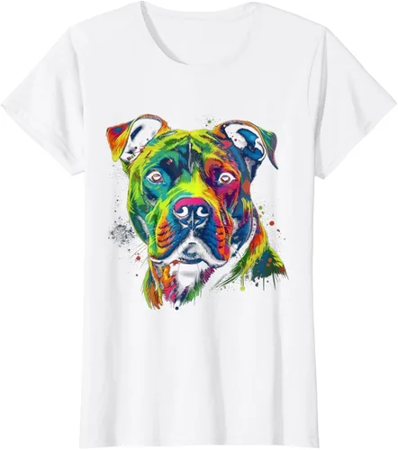 Vista 20 de Pit Bull Mom Dog Lover - Camiseta artística para mujer, Negro