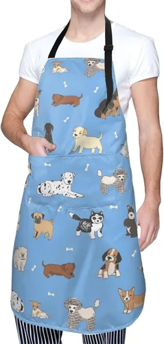 Vista 9 de Perinsto Delantal Impermeable para Mascotas Perros Gatos Animales Lindos con Babero para Aseo Cocina Horneado Pintura Jardinería