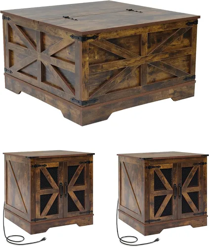Vista 24 de Mesa de centro negra con almacenamiento, mesa de cóctel con parte superior elevadora con bisagras, mesa central cuadrada de madera con gran