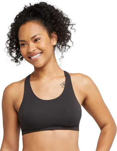 Vista 2 de Hanes Bralette de algodón con espalda cruzada para mujer (paquete de 3), BlancoConcreto Pe HeatherNegro