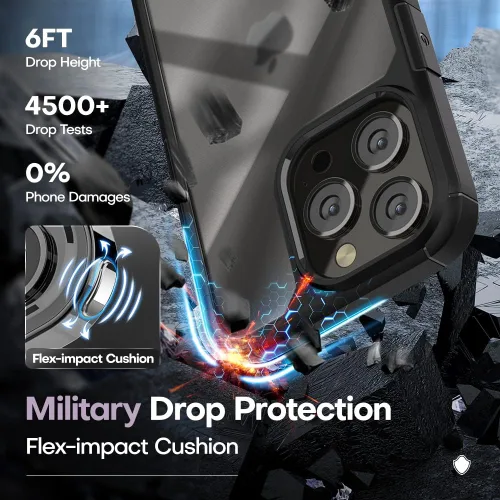 Vista 3 de TAURI Funda para iPhone 13 Pro Max, [no amarillenta] [protección contra caídas de grado militar] Funda a prueba de golpes para iPhone 13 Pro Max
