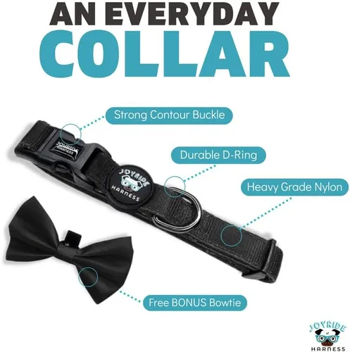 Vista 2 de Joyride Harness Collar de perro con pajarita extraíble, ajustable y transpirable para todas las razas de perros, anillo en D fuerte y hebilla Negro