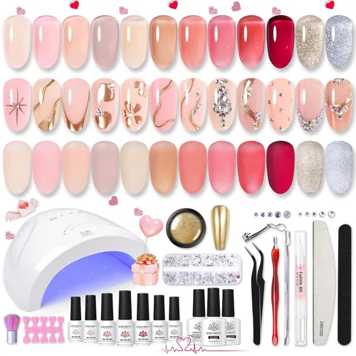 Vista 10 de BORN PRETTY Kit de Gel de Extensión Poli - Kit de Gel de Extensión de Uñas de 12 Colores Nude Transparente Rosa Gelatina Kit Todo-En-1 Gel