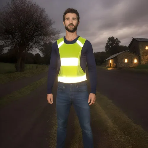 Vista 2 de Chaleco reflectante de seguridad para correr con bolsillo para correr, andar en bicicleta