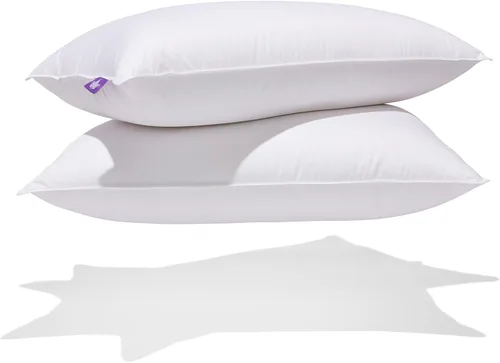 Vista 3 de Canadian Down & Feather Co. - Paquete de 2 almohadas de plumón de ganso Hutterite de soporte medio, tamaño estándar, carcasa de 400 hilos, 100%