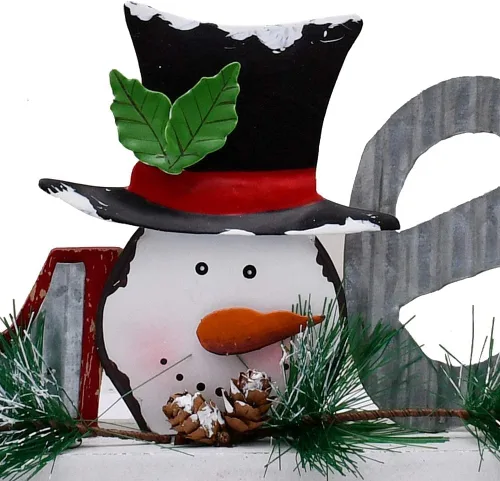 Vista 5 de Decoración de mesa de Navidad de madera, letrero decorativo de muñeco de nieve de madera, centros de mesa de Navidad, decoración de vacaciones