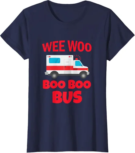 Vista 27 de Wee Woo Boo Boo Bus First Responder - Camiseta divertida de ambulancia, Negro, S