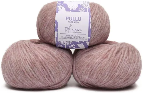 Vista 12 de Pullu - Juego de 3 madejas de hilo de lana de alpaca bebé y merino (150 gramos) de peso worsted - Procedencia directa de Perú - Celestialmente suave
