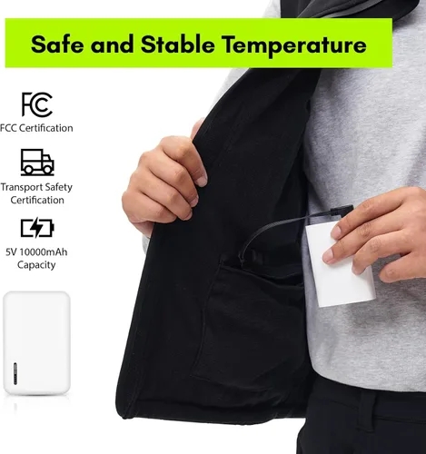 Vista 3 de Extremus Buckwell Chaleco calefactado chaleco eléctrico unisex con material de calentamiento rápido y calidez duradera Negro