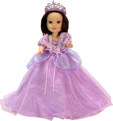 Vista 5 de American Fashion World Juego de vestido de princesa rosa para muñecas de 14 pulgadas Corona rosa incluida Calidad premium y diseño moderno