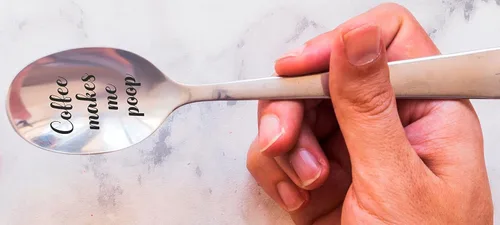 Vista 8 de Regalos divertidos Cuchara grabada de café me hace caca Regalo para amantes del té del café para cumpleaños Aniversario Relleno de calcetín