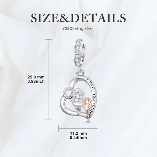 Vista 29 de PROESS Dije para padre, madre e hija, pulsera de plata de ley para pulseras, regalos de cumpleaños, día de San Valentín, para hija, madre, amante