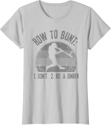 Vista 24 de Cómo Bunt Don't Hit A Dinger - Camiseta divertida de béisbol y sóftbol, Negro, S