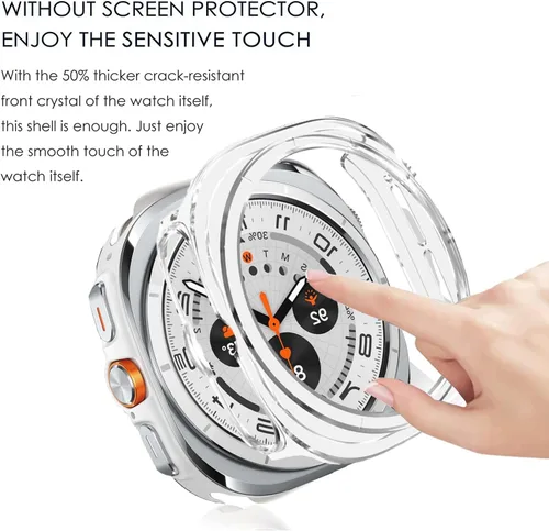 Vista 6 de DEALELE Paquete de 1 + 3 fundas compatibles con Samsung Galaxy Watch 7 Ultra (1.772 pulgadas), funda protectora de policarbonato transparente