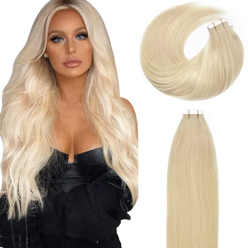 Vista 12 de Lacer Extensiones de cabello humano adhesivas de 12 pulgadas, cinta adhesiva de doble cara para extensiones de cabello de trama cutánea, 20