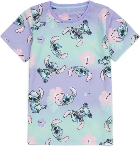 Vista 4 de Disney Lilo And Stitch - Conjunto de 2 pijamas para niñas, diseño animado de alienígena, pantalones cortos, ropa de dormir