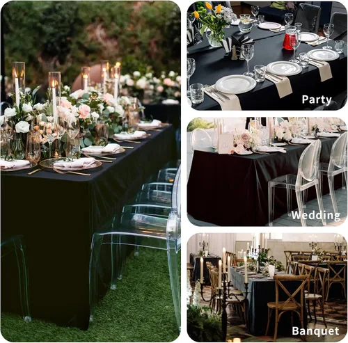 Vista 6 de Fixwal Fundas de mesa, paquete de 2 fundas ajustadas de 4 pies, protector de mesa negro para mesa plegable, mantel ajustado de 48 x 24 pulgadas