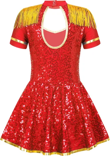 Vista 2 de JEEYJOO Disfraz de Majorette para niñas tambor banda de marcha uniforme leotardo elegante para actuar