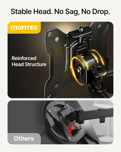 Vista 3 de monTEK Soporte Vertical Estable para Dos Monitores, Soporte de Escritorio Apilado para Dos Pantallas de 17-32 Pulgadas, Brazo de Movimiento Completo