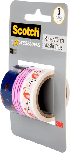 Vista 3 de Scotch Expressions - Cinta washi, 3 rollos, tamaños surtidos, ideal para decoración y manualidades (C1017-3-P31)