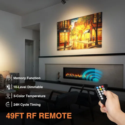 Vista 9 de URTOM Paquete de 2 luces ascendentes para interiores con control remoto, 3 W hacia arriba luces enchufables para interiores con función de memoria