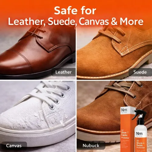 Vista 4 de NANOMAN Spray repelente al agua/impermeable para zapatos y tela, incluido ante de cuero nobuck y ecológico. Fórmula nanotecnológica libre de alcohol