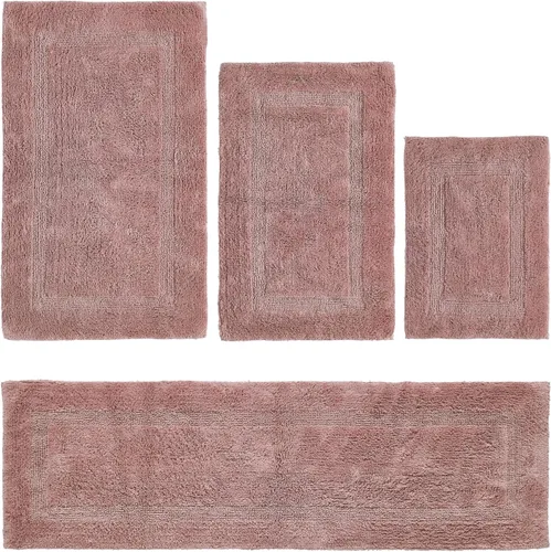 Vista 27 de Better Trends - Juego de 2 alfombras de baño 100% algodón, extra suaves, con borlas, de 17" x 24", alfombra de baño superabsorbente y reversible